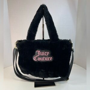 Juicy Couture Black In The Mix Double Handle Faux Fur Tote/Crossbody